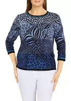 Alfred Dunner Women's Ombré Animal Skin Jacquard Sweater