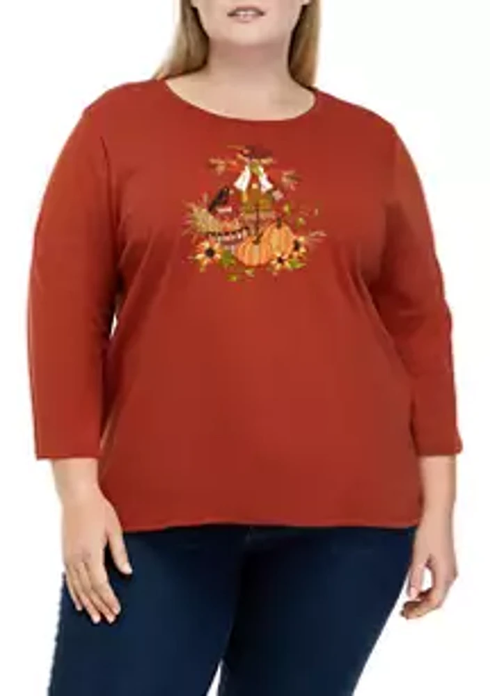 Alfred Dunner Plus Size Scarecrow Knit Top