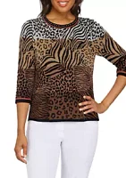 Alfred Dunner Petite Ombré Animal Skin Sweater