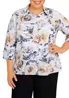 Alfred Dunner Plus Watercolor Floral Burnout Top