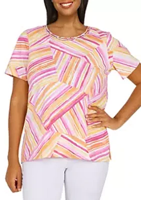 Alfred Dunner Women's Classics Patch Stripe Knit Top