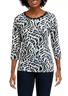 Alfred Dunner Women's Abstract Animal Print Knit Top