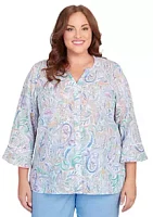 Alfred Dunner Plus Classics Pastels Paisley Top