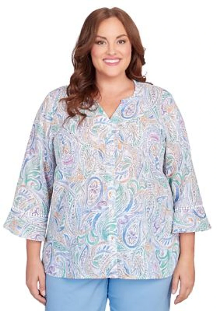 Plus Classics Pastels Paisley Top