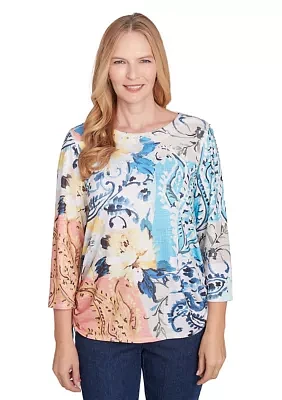 Women's Classics Batik Floral Patch Top