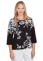 Women's Classics Monotone Asymmetric Floral Top