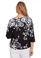 Women's Classics Monotone Asymmetric Floral Top