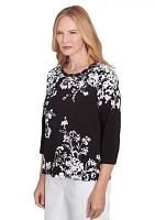 Women's Classics Monotone Asymmetric Floral Top