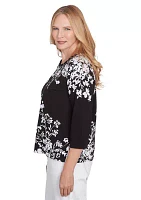 Women's Classics Monotone Asymmetric Floral Top