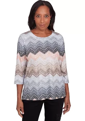 Women's Classics Ombré Lacey Chevron Top