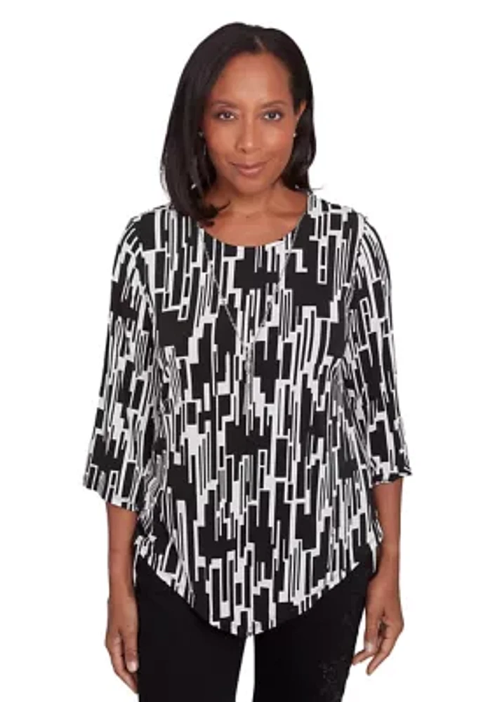 Women's Vertical Geometric Knit Top