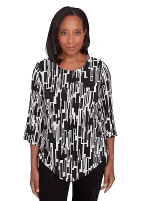 Women's Vertical Geometric Knit Top