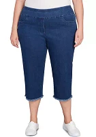 Plus Classics Denim Fringe Capri Pants
