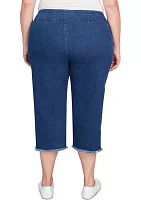 Plus Classics Denim Fringe Capri Pants