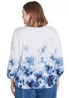 Plus Classics Floral Border Printed Top