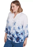 Plus Classics Floral Border Printed Top