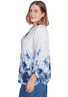 Plus Classics Floral Border Printed Top