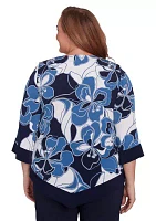 Plus Classics Patch Floral Top