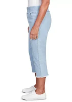Petite Classics Denim Fringe Capri Pants