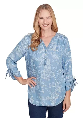 Petite Classics Scroll Lyocell Top