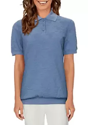 Alfred Dunner Women's Classics Solid Jacquard Knit Short Sleeve T-Shirt