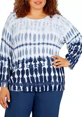 Alfred Dunner Plus Size Shenandoah Valley Crew Neck Ombré Tie Dye Sweater
