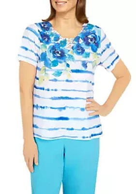 Alfred Dunner Women's Floral Stripe T-Shirt