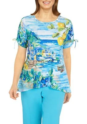 Petite Tie Sleeve Positano Scenic Shirt