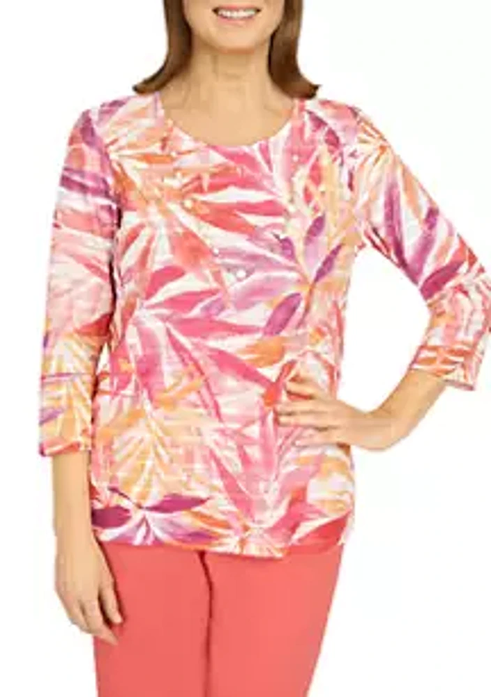 Alfred Dunner Petite Tropical Print Top