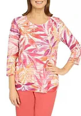 Alfred Dunner Petite Tropical Print Top