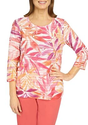 Petite Tropical Print Top