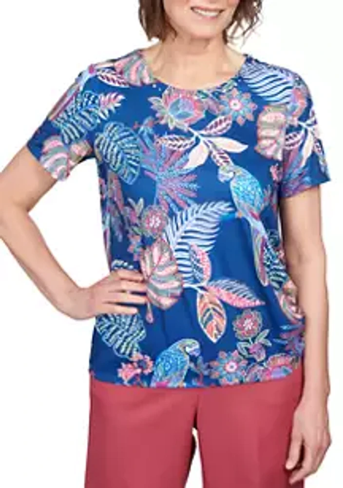 Alfred Dunner Petite Mosaic Parrot Print T-Shirt