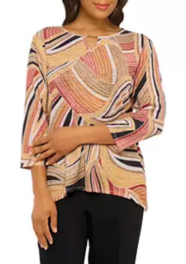 Alfred Dunner Women's Abstract Geometric Print Top
