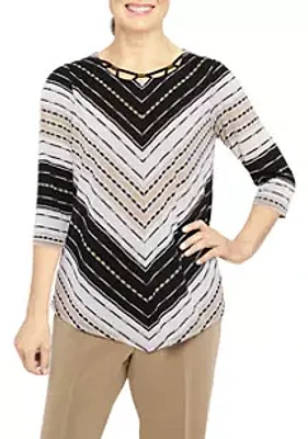 Alfred Dunner Women's Texture Chevron Top