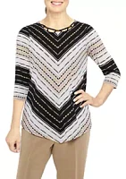 Alfred Dunner Women's Texture Chevron Top