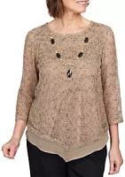 Alfred Dunner Petite Popcorn Pointed Hem Top