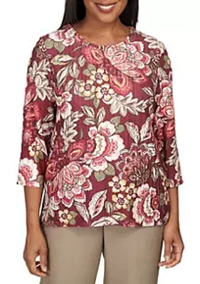 Alfred Dunner Women's Mulberry Street Jacobean Floral Top