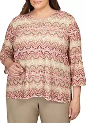 Alfred Dunner Plus Mulberry Street Lace Biadere Top