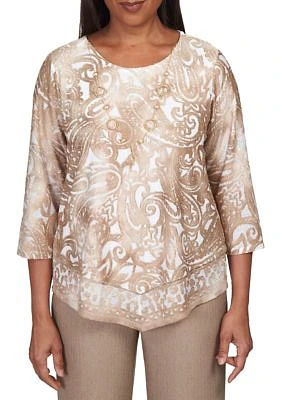 Petite Mulberry Street Paisley Jacquard Top