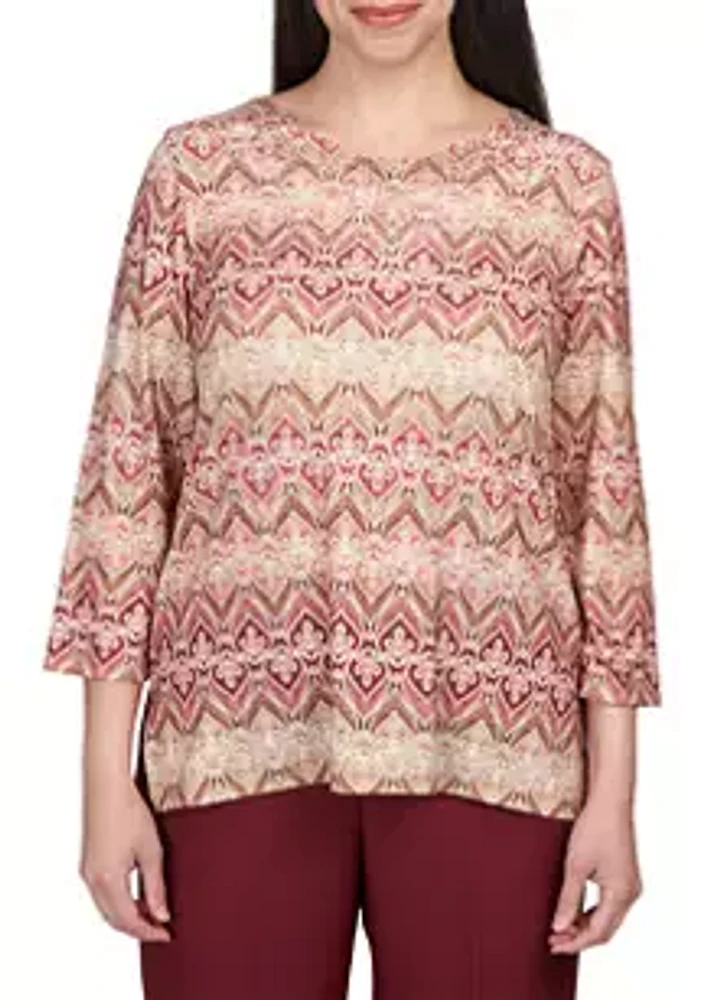 Alfred Dunner Petite Mulberry Street Lace Biadere Top
