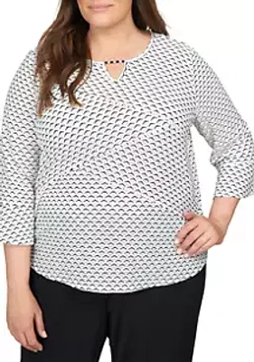 Alfred Dunner Plus Downtown Vibe Spliced Texture Top