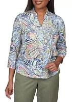 Alfred Dunner Women's Chelsea Market Paisley Knit Shirt