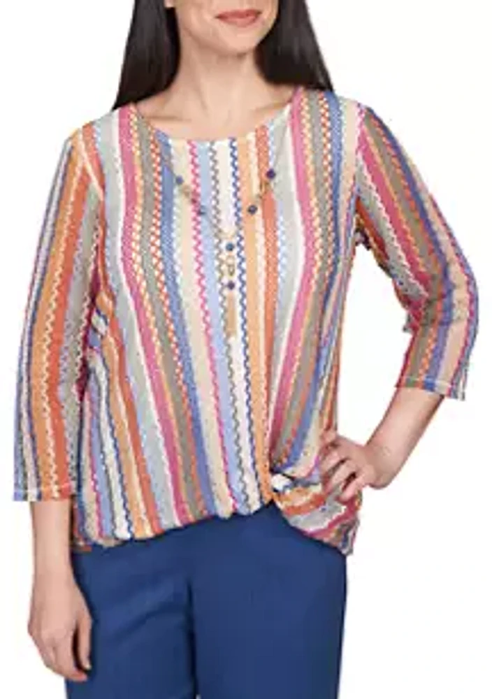 Alfred Dunner Petite Chelsea Market Vertical Texture Top