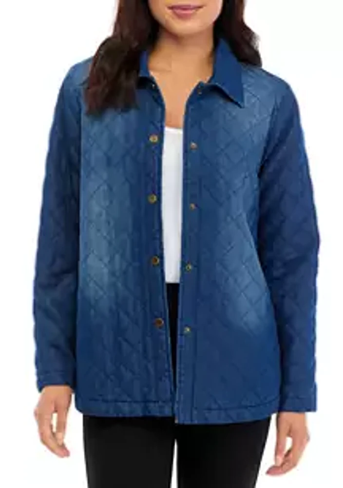 Alfred Dunner Women's Quilted Denim Jacket