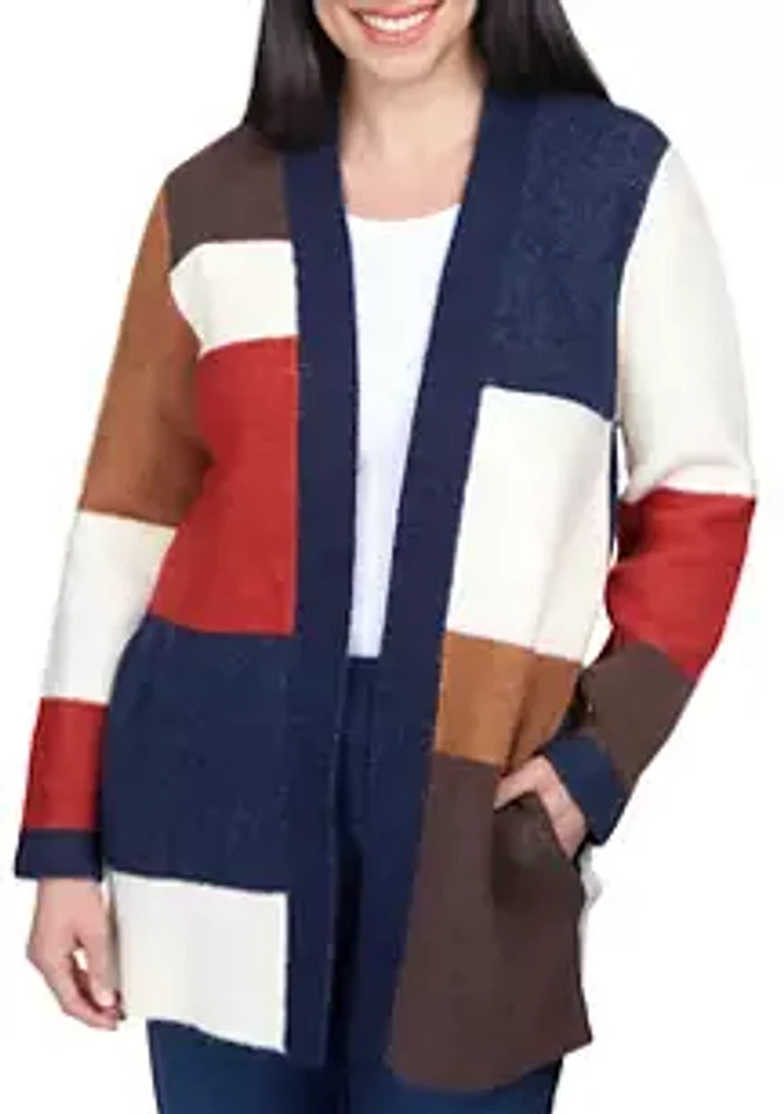 Alfred Dunner Women's Autumn Weekend Color Block Cardigan