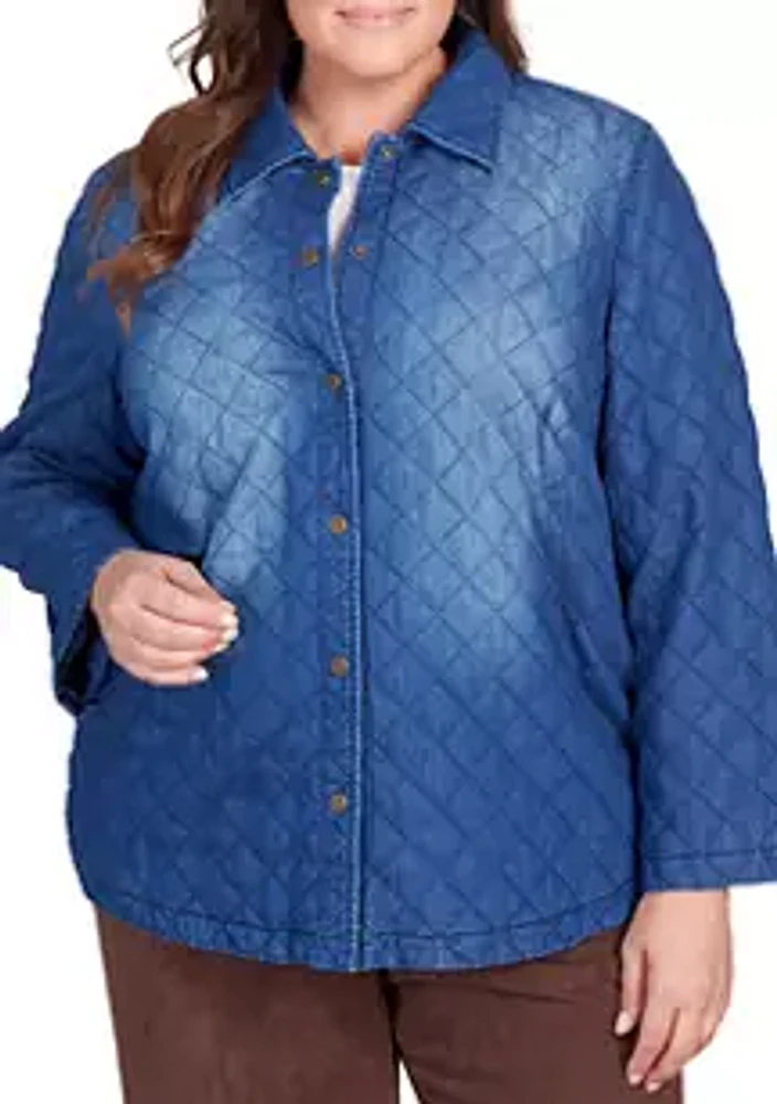 Alfred Dunner Plus Quilted Denim Jacket