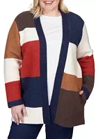 Alfred Dunner Plus Color Blocked Cardigan