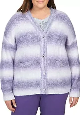 Alfred Dunner Plus Ombré Striped Cardigan