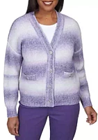 Alfred Dunner Petite Ombré Stripe Cardigan