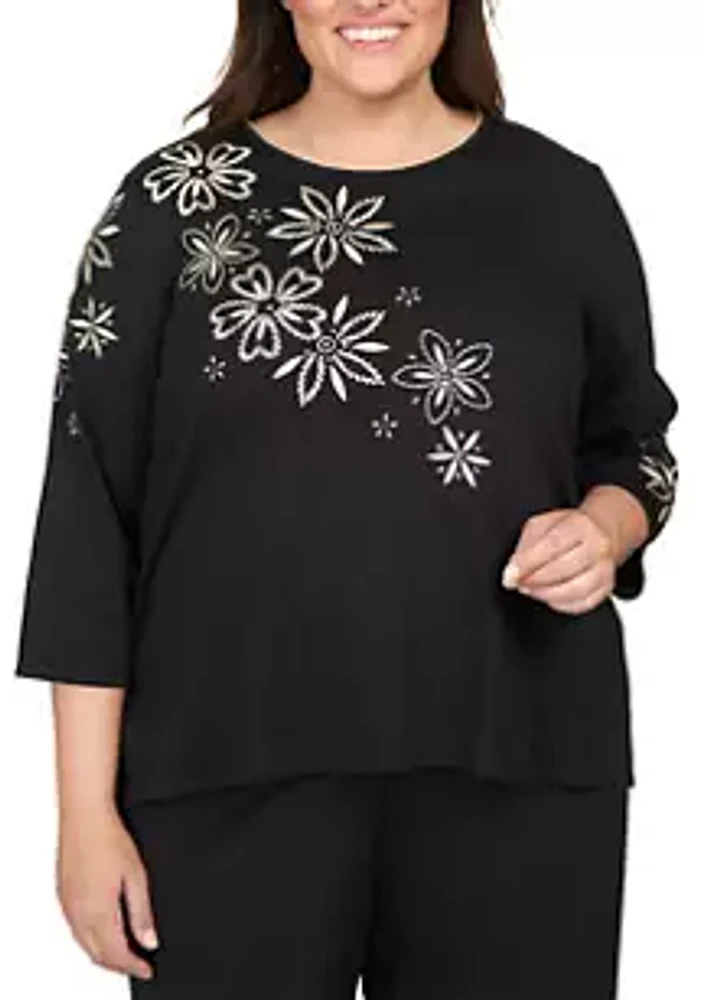 Alfred Dunner Plus Floral Embroidery Top